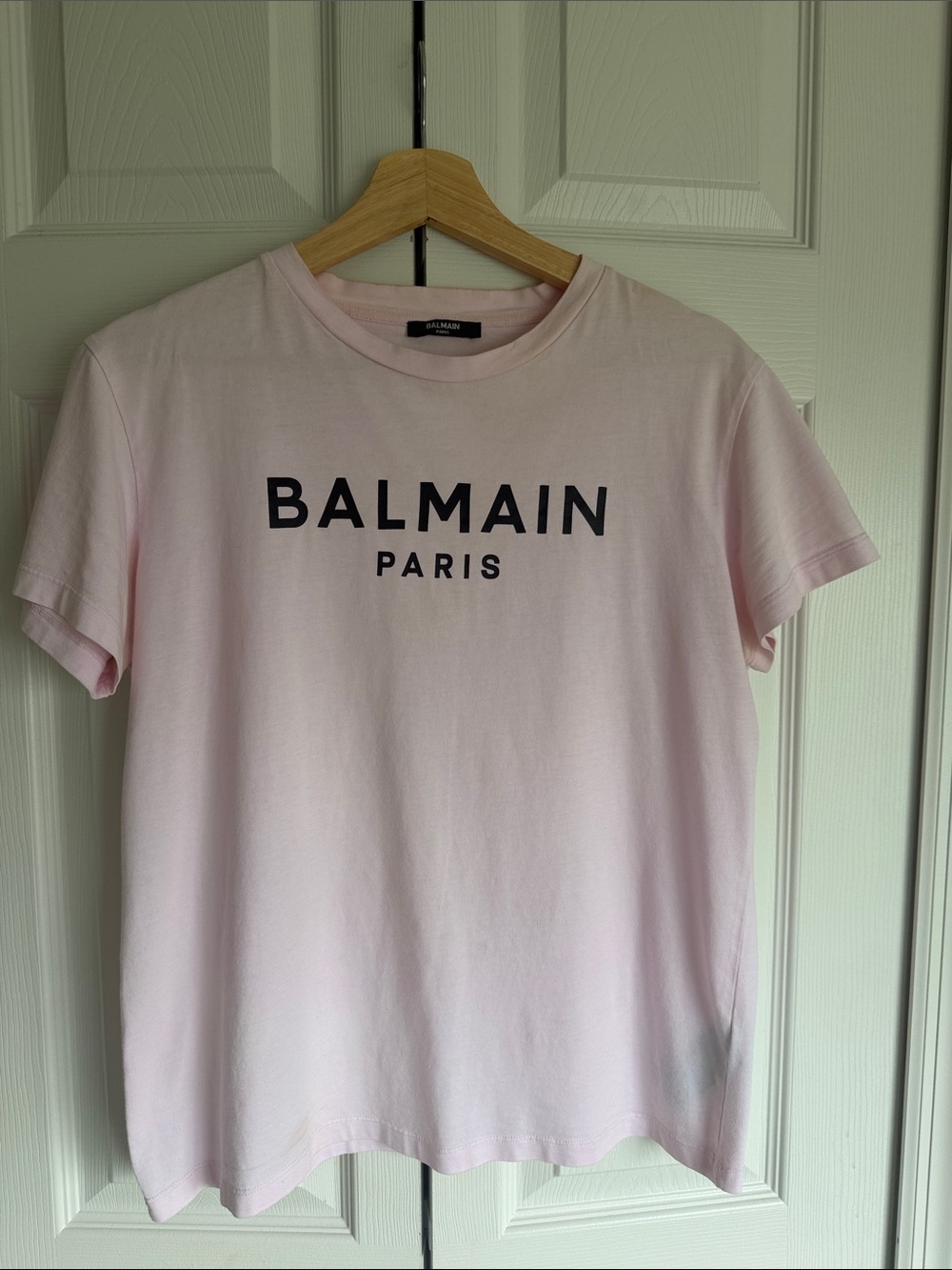 Balmain Light Pink Logo Crewneck Tee